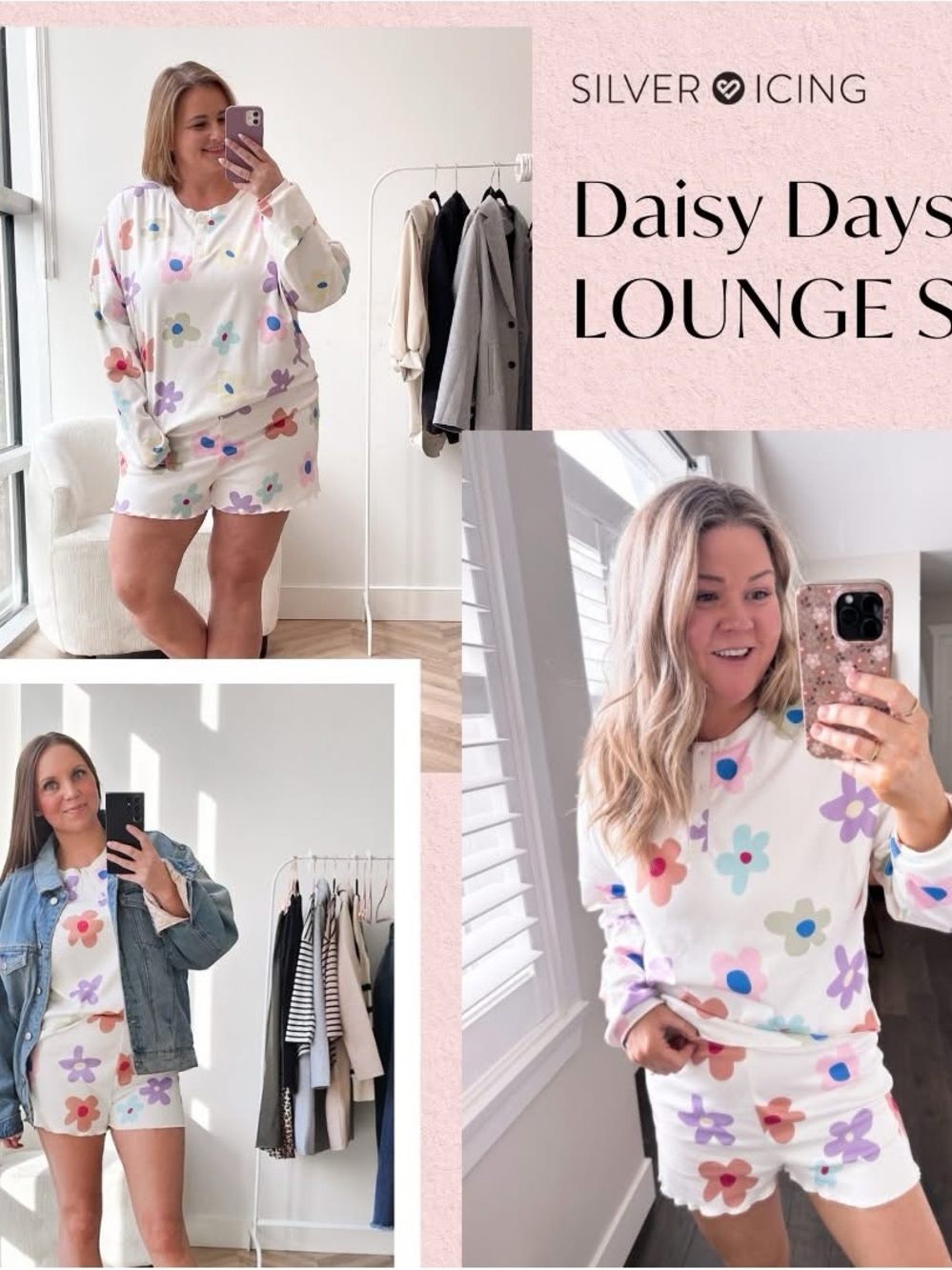 Daisy Days Lounge Set (NWT) White Floral, Size Small (includes top & shorts) - Picture 3 of 12